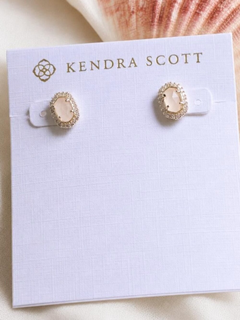 Kendra Scott Cade Gold Rose Quartz Stud Earrings